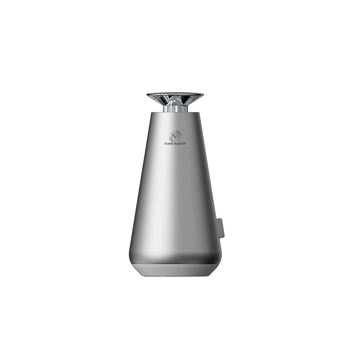 Stainless steel bottle with a brand logo on a white background