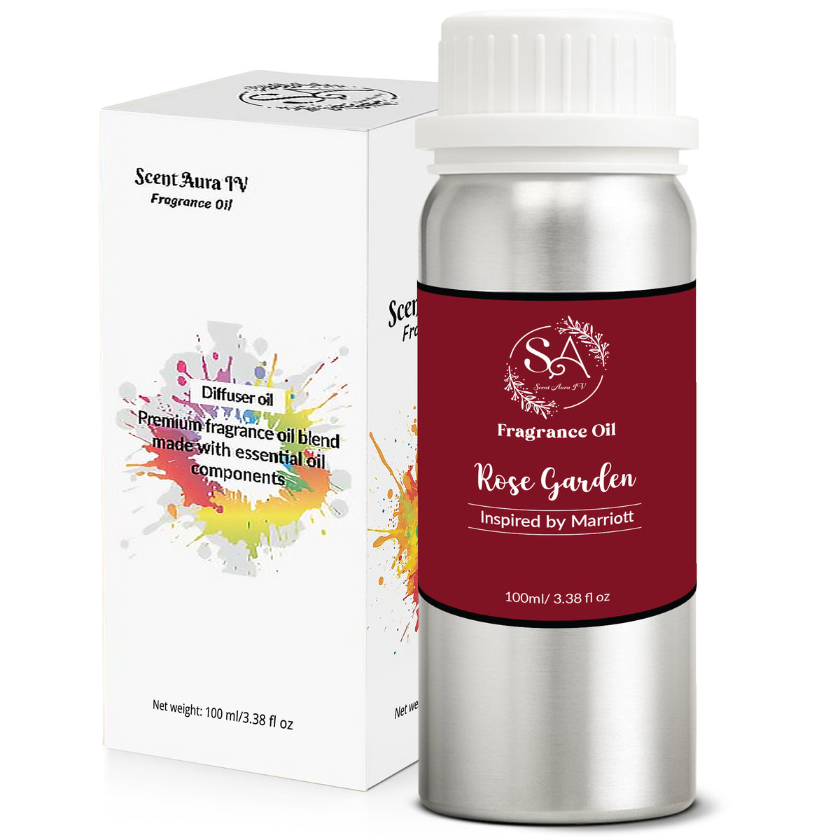 Scent Aura IV Rose Garden Diffuser Oil – Luxury Hotel Lobby Inspired Fragrance Oil for Waterless, Reed & Ultrasonic Diffusers, Fruity Rose, Berry & Oak, 10/50/100ml