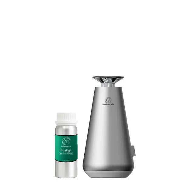 Silver humidifier and bottle on a white background