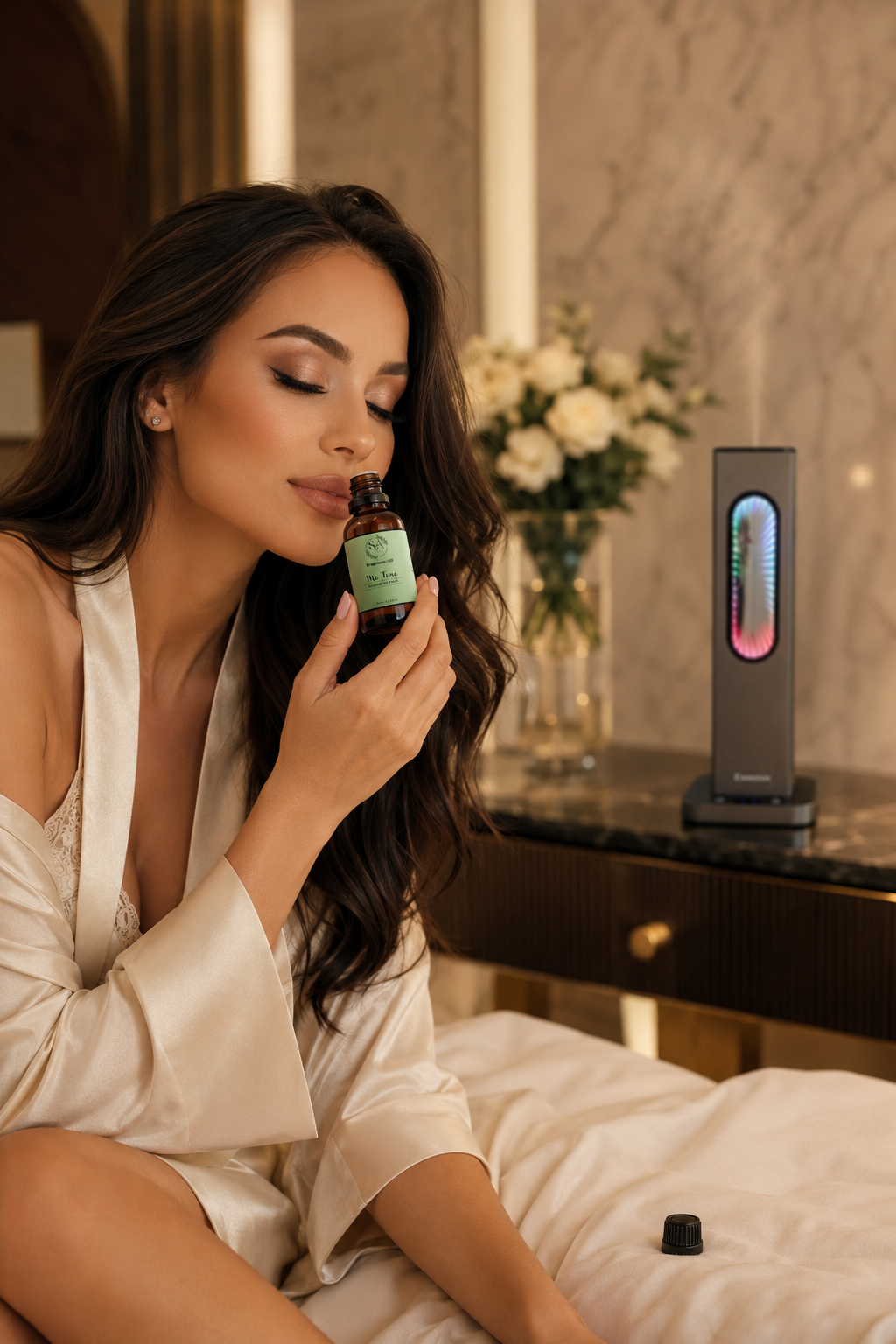 Essence Smart Waterless Diffuser – LED + Bluetooth, Rechargeable, Cordless