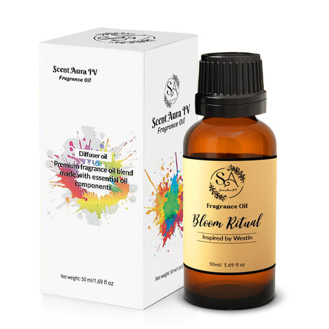 Scent Aura IV Bloom Ritual Diffuser Oil – Calming White Tea Hotel Inspired Fragrance Oil for Waterless, Reed & Ultrasonic Diffusers, Jasmine, Violet & Amber, 10/50/100ml